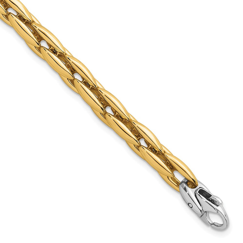 14K Two-Tone Gold Two-tone Polished 6.75mm Fancy Cable Link 7.25 Inch Bracelet