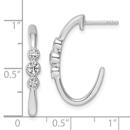 14K White Gold Polished 3/8 carat Diamond J-Hoop Post Earrings
