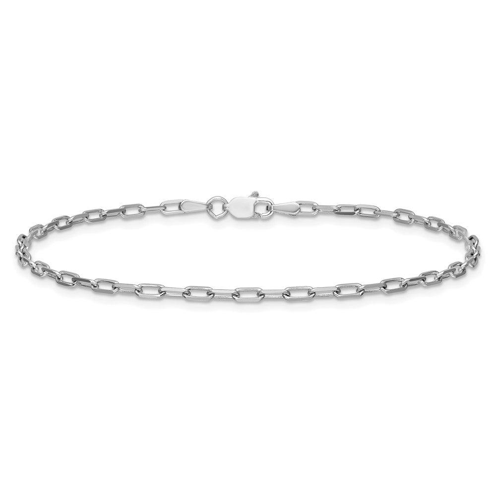 14K White Gold 2.1mm Solid Beveled Paperclip 10 Inch Chain