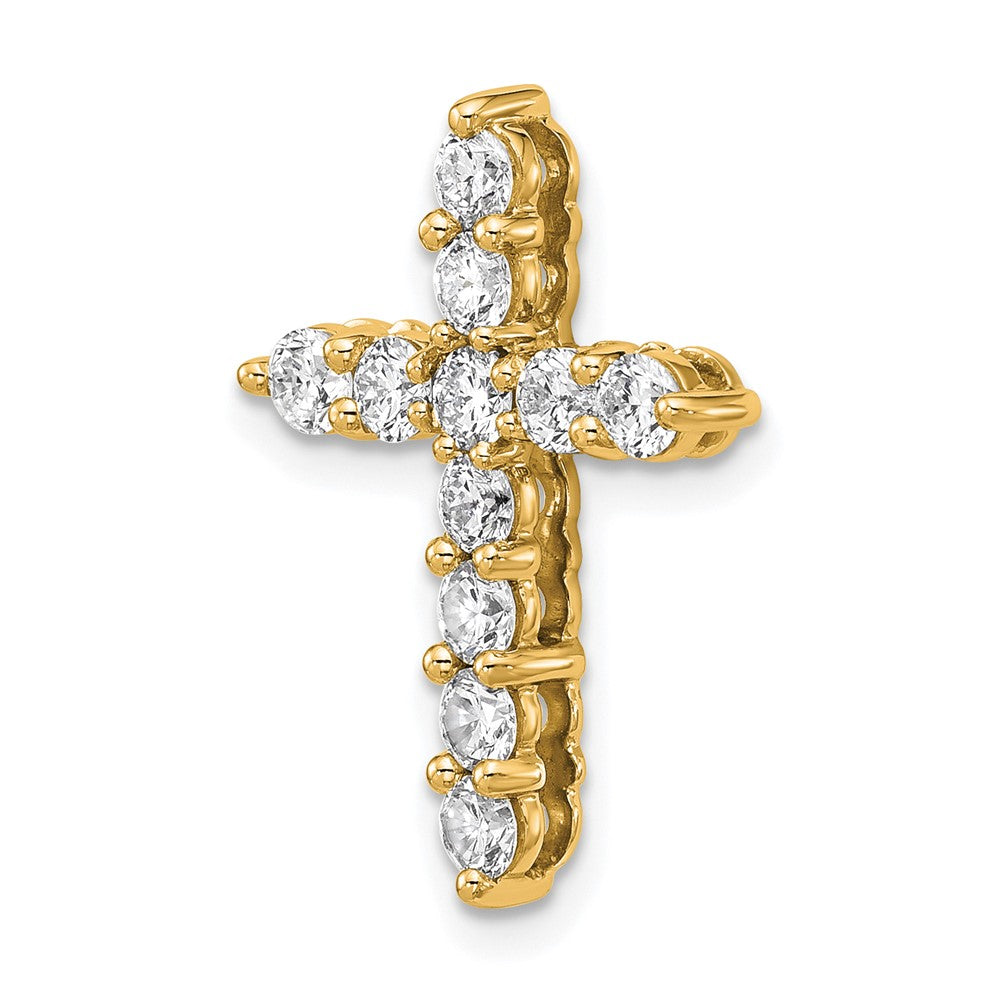 14K Yellow Gold 1 carat Lab Grown Diamond VS+ F+ Complete Cross Chain Slide Pendant