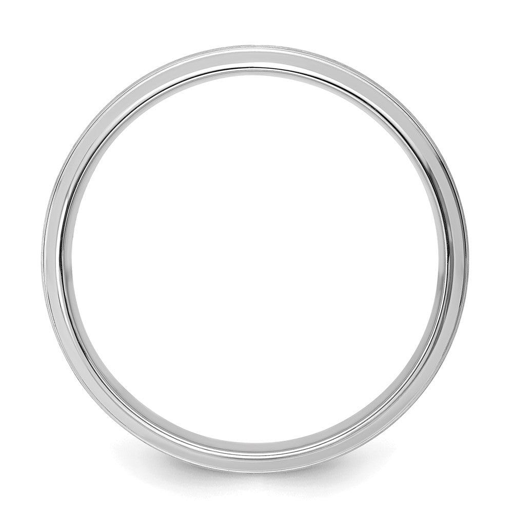 14K White Gold 6mm Heavyweight Comfort Fit Brushed Satin Line Edge Wedding Band Ring