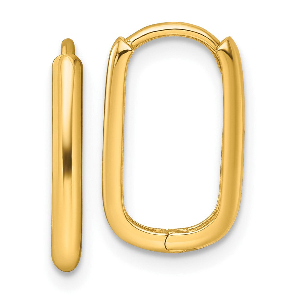 14K Yellow Gold Polished Rectangle 2.00mm Hinged Hoop Earrings