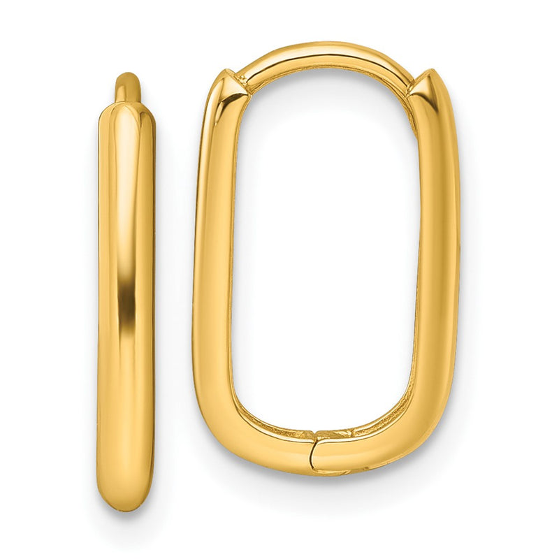 14K Yellow Gold Polished Rectangle 2.00mm Hinged Hoop Earrings