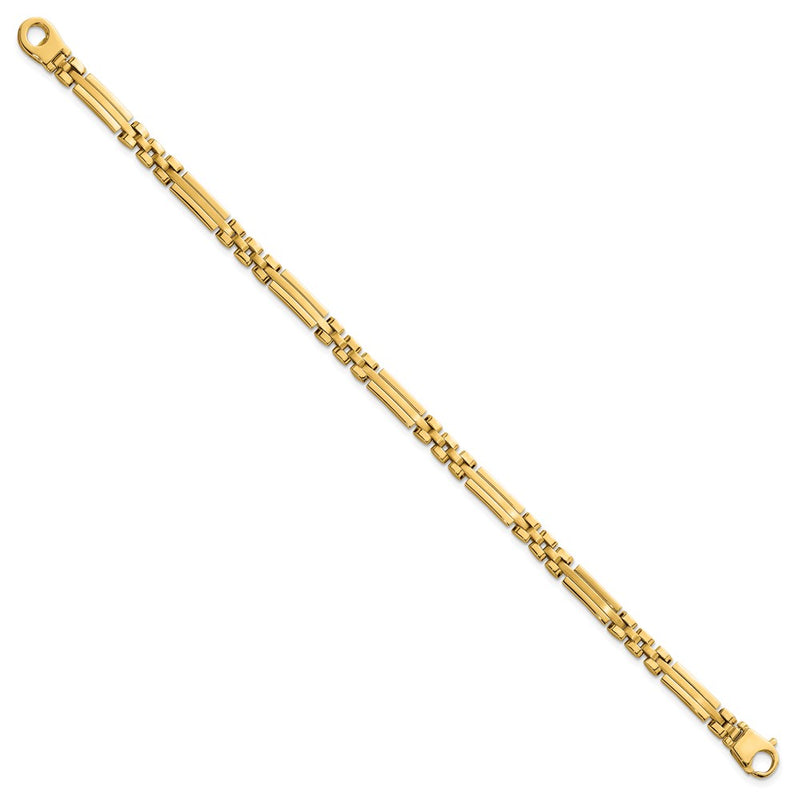 14K Yellow Gold Polished and Brushed 5mm Fancy Multi Link 8 Inch Bracelet