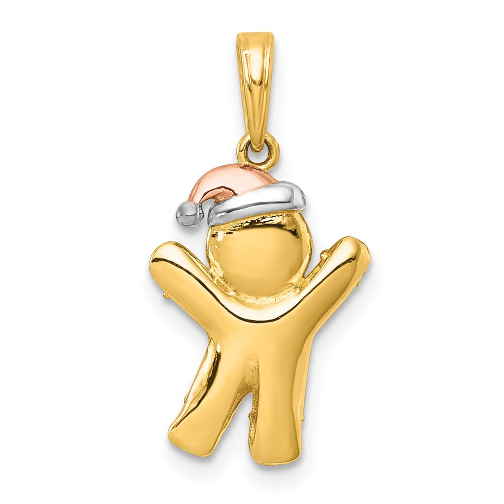 14K Yellow Gold with Rhodium and -plating Polished Gingerbread Man Charm