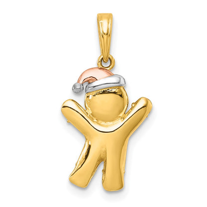 14K Yellow Gold with Rhodium and -plating Polished Gingerbread Man Charm