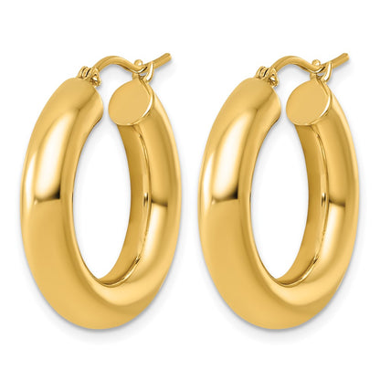 14K Yellow Gold 5x25mm Polished Lightweight Tube Hoop Earrings
