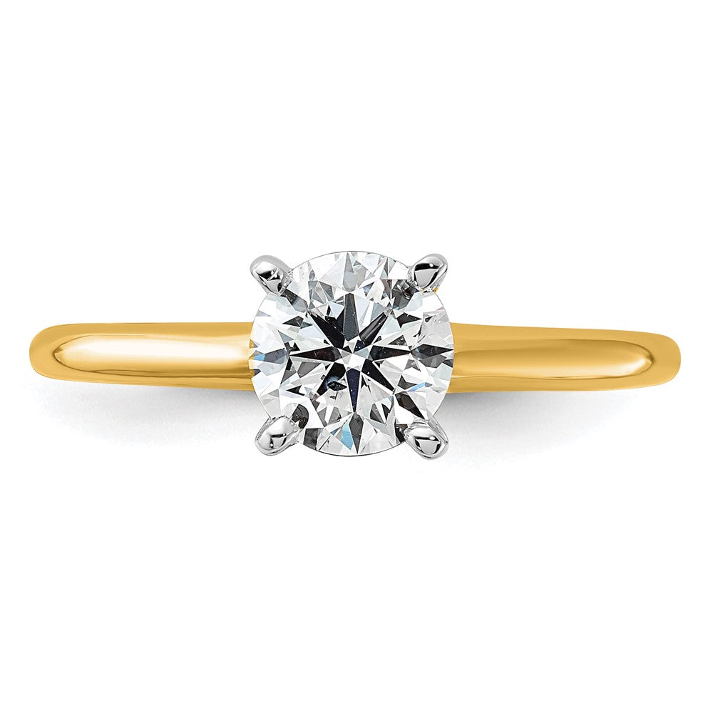 14K Two-Tone Gold 1 carat Certified Lab Grown Diamond VS+ F+ Round Complete Solitaire Engagement Ring