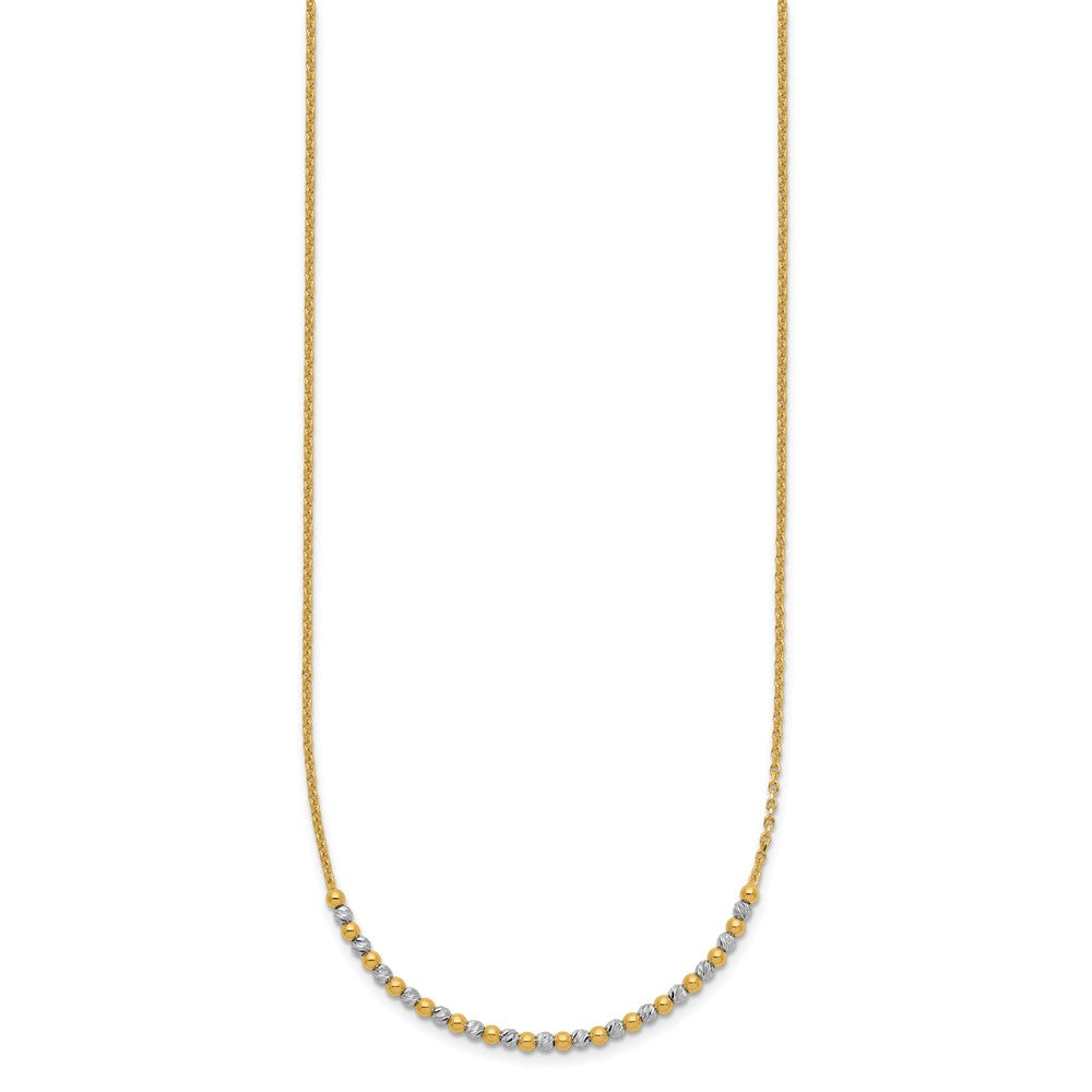 14K Two-Tone Gold Two-tone Diamond-cut Beaded 18 Inch Necklace