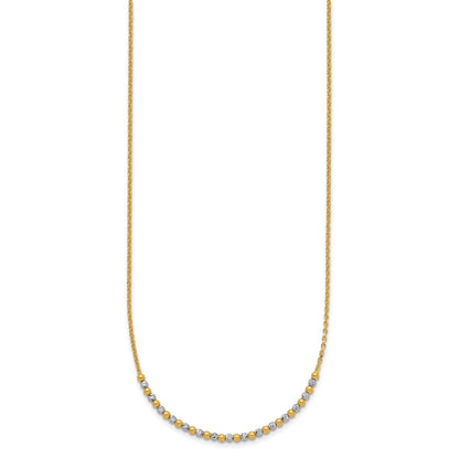14K Two-Tone Gold Two-tone Diamond-cut Beaded 18 Inch Necklace