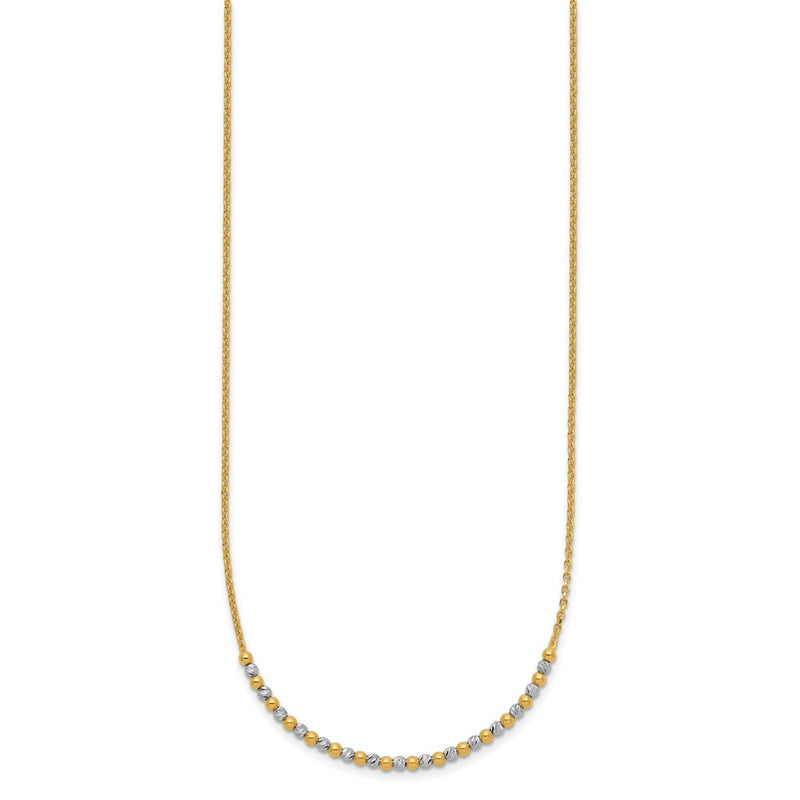 14K Two-Tone Gold Two-tone Diamond-cut Beaded 18 Inch Necklace