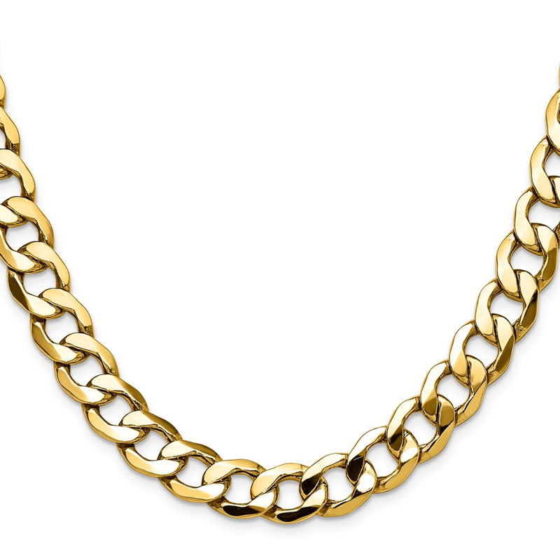 14K Yellow Gold 11.3mm Semi-Solid Curb Chain Necklace