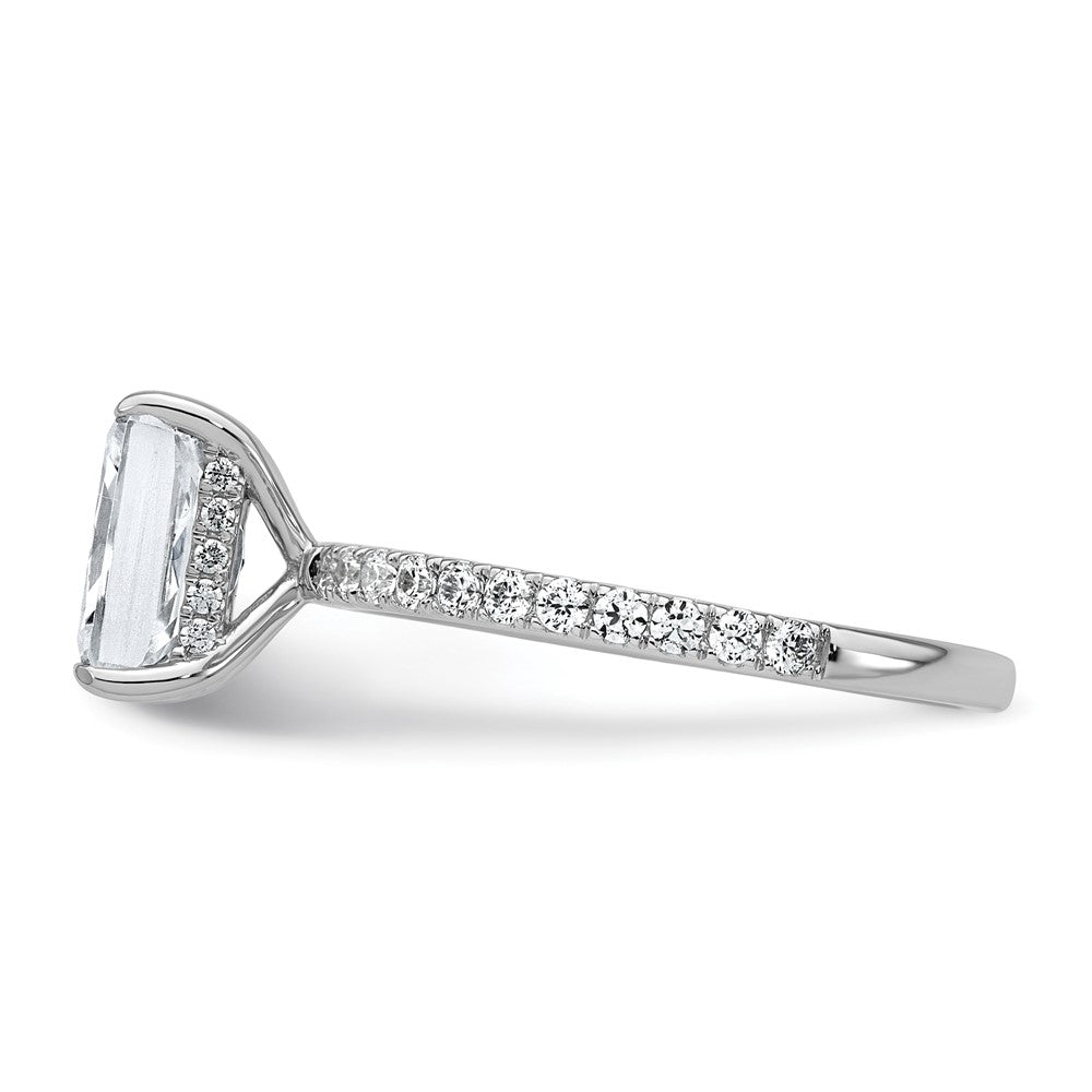 14K White Gold 2 carat Certified Lab Grown Diamond VS/SI+ G+ Radiant Complete Solitaire with Flair Engagement Ring