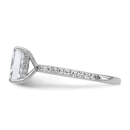 14K White Gold 2 carat Certified Lab Grown Diamond VS/SI+ G+ Radiant Complete Solitaire with Flair Engagement Ring