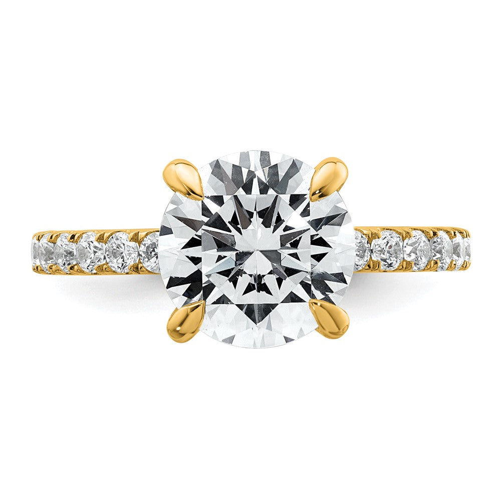 14K Yellow Gold 3 1/2 carat Certified Lab Grown Diamond VS+ F+ Round Complete Solitaire with Flair Engagement Ring
