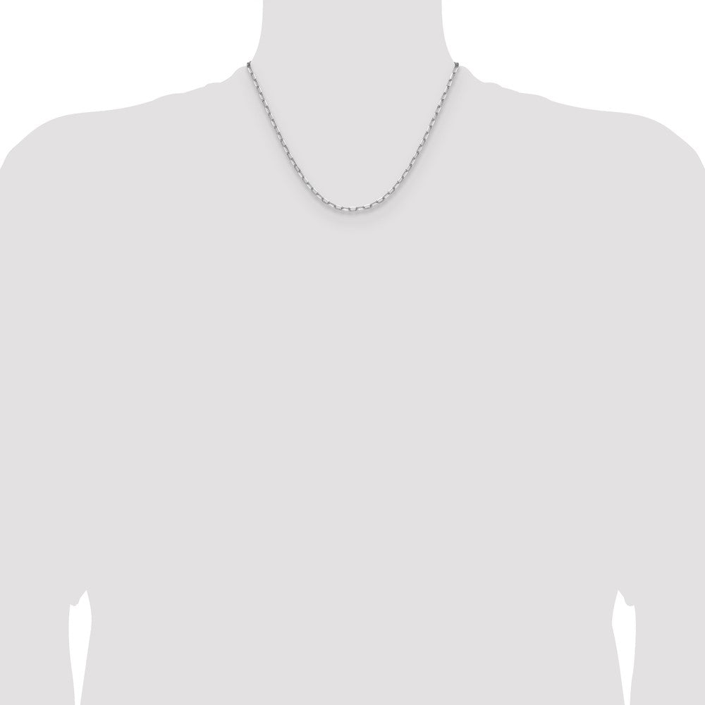 14K White Gold 3.0mm Solid Beveled Paperclip Chain Necklace
