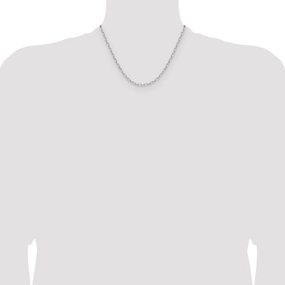 14K White Gold 3.0mm Solid Beveled Paperclip Chain Necklace