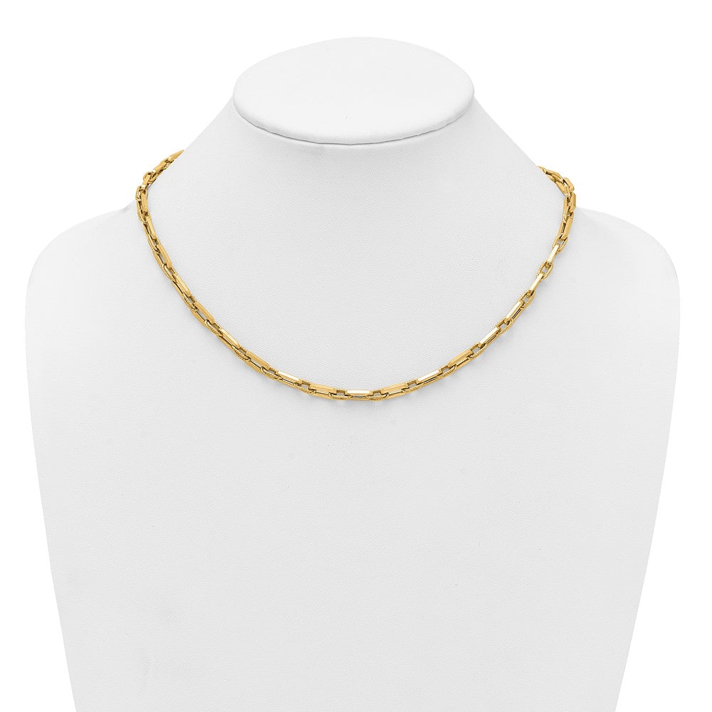 14K Yellow Gold Polished and Textured 4.8mm Double Fancy Link 18.5 Inch Necklace