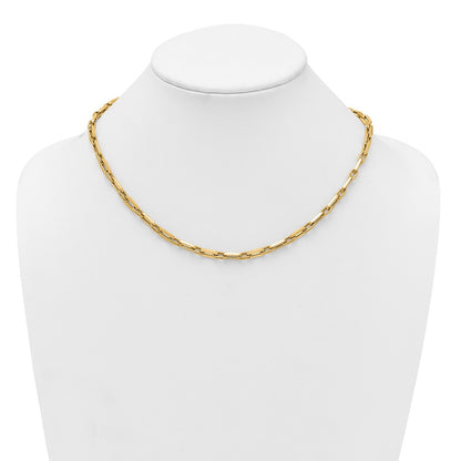 14K Yellow Gold Polished and Textured 4.8mm Double Fancy Link 18.5 Inch Necklace