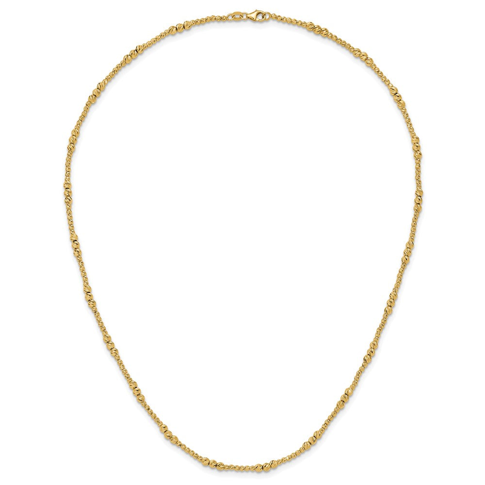 14K Yellow Gold Diamond-cut Beaded 18 Inch Necklace