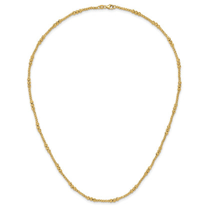 14K Yellow Gold Diamond-cut Beaded 18 Inch Necklace