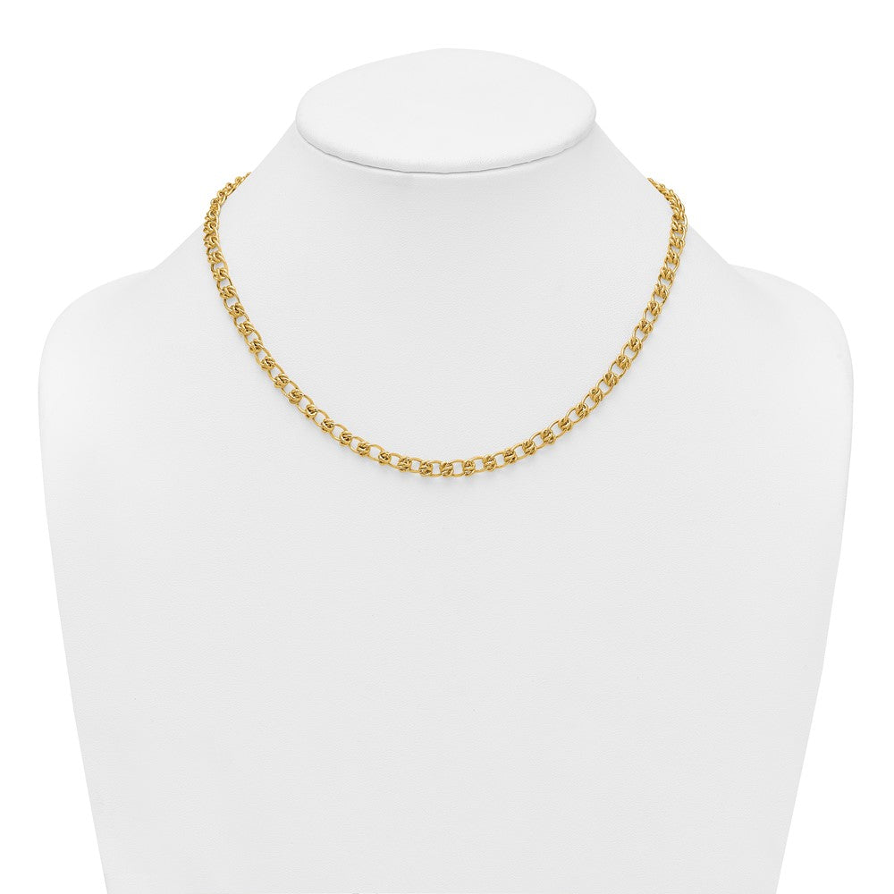 14K Yellow Gold Polished and Textured 5.0mm Fancy Knot Link 7.5 Inch Bracelet
