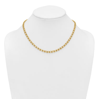 14K Yellow Gold Polished and Textured 5.0mm Fancy Knot Link 7.5 Inch Bracelet