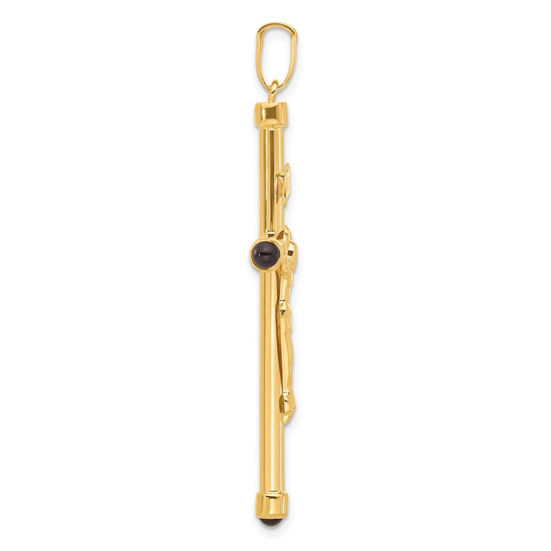 14K Yellow Gold Polished Crucifix with Onyx Tips Pendant