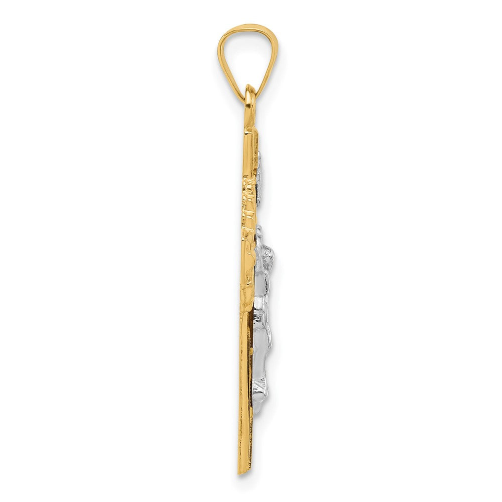 14K Two-Tone Gold Hollow INRI Iona Crucifix Pendent