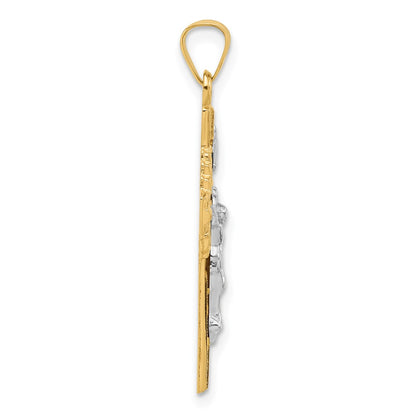 14K Two-Tone Gold Hollow INRI Iona Crucifix Pendent