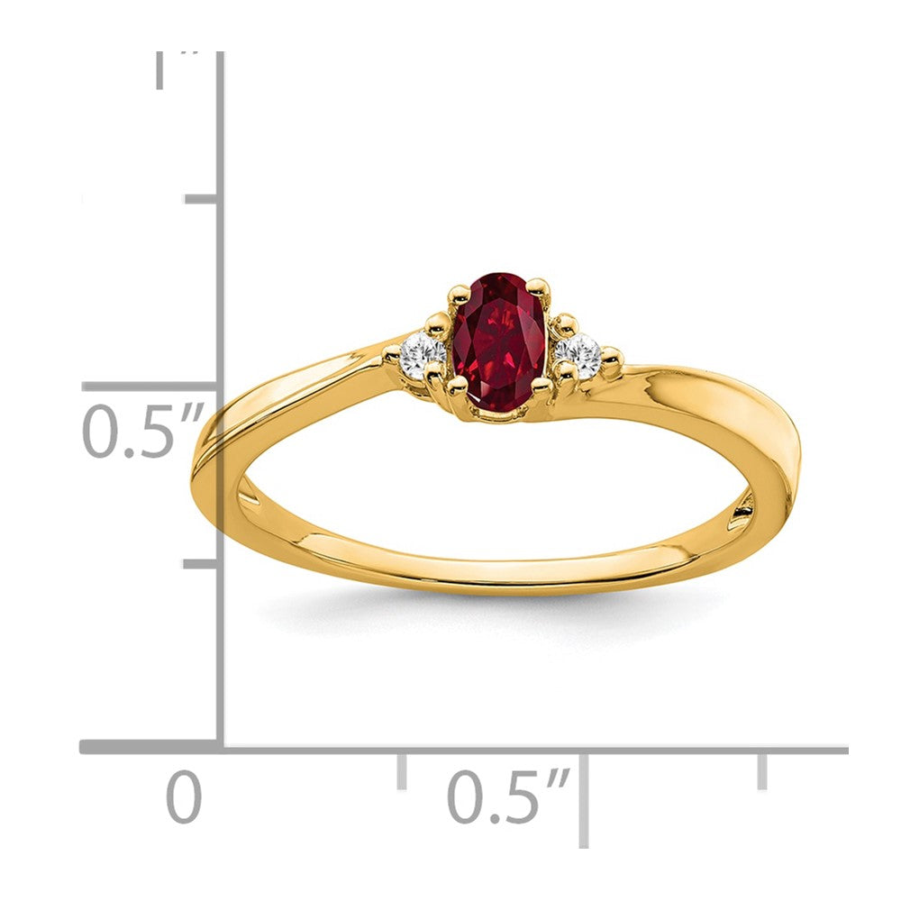 14K Yellow Gold 5x3 Oval July/Lab Created Ruby and Diamond Ring