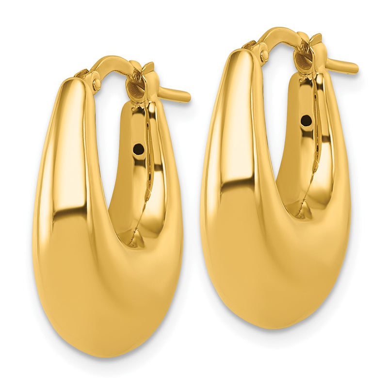 14K Yellow Gold Polished 7mm x 16mm Puffed Oval Hoop Earrings