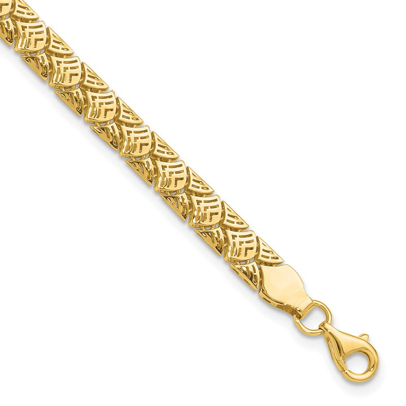 10K Yellow Gold Polished Fancy Mermaid Pattern w/1in ext. Bracelet