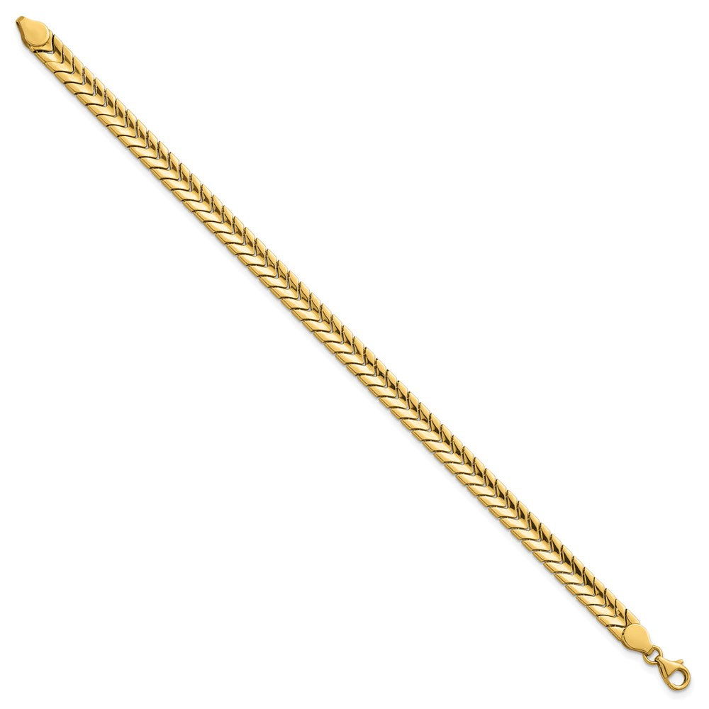 14K Yellow Gold Polished 5.6mm Fancy Chevron Link 7.5 Inch Bracelet