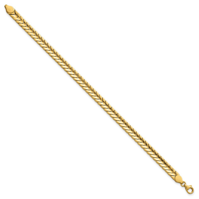 14K Yellow Gold Polished 5.6mm Fancy Chevron Link 7.5 Inch Bracelet