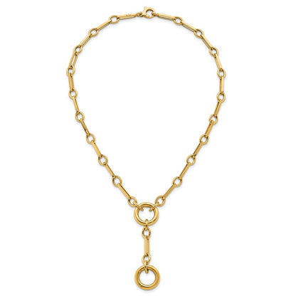 14K Yellow Gold Polished Fancy Long Link with Circles 17.5 Inch Y-Drop Necklace