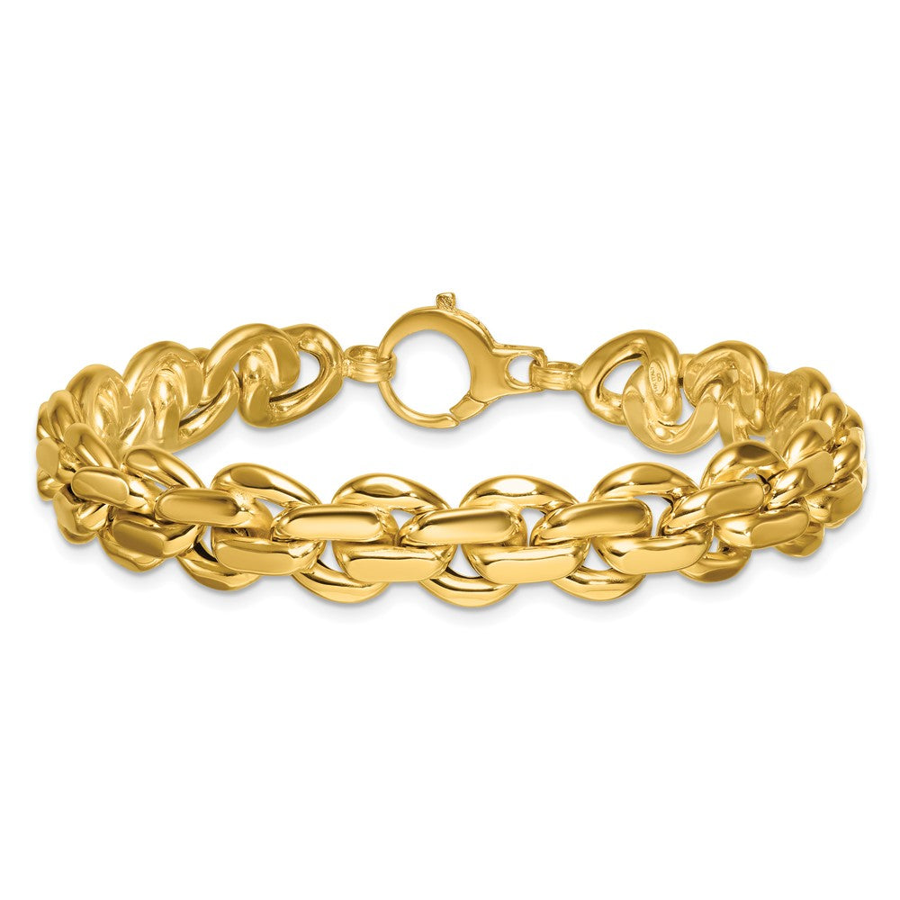 14K Yellow Gold Polished 9.25mm Fancy Link 7.5 Inch Bracelet
