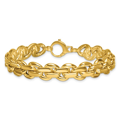 14K Yellow Gold Polished 9.25mm Fancy Link 7.5 Inch Bracelet