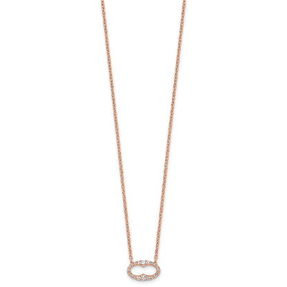 14K Rose Gold 1/4 carat Diamond Oval 18 Inch Necklace