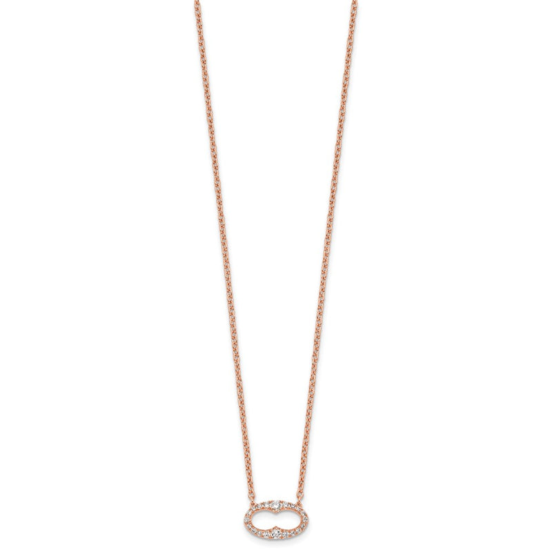 14K Rose Gold 1/4 carat Diamond Oval 18 Inch Necklace