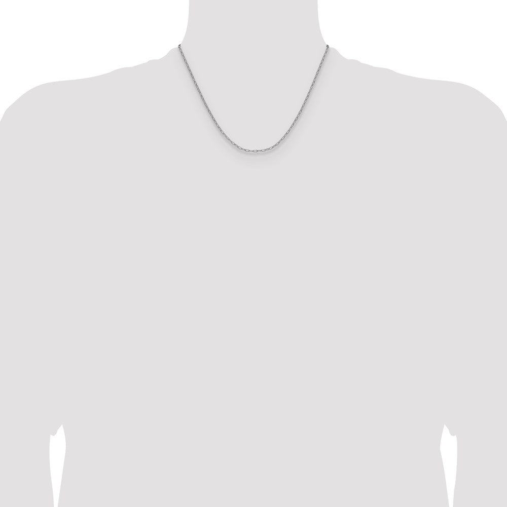 14K White Gold 2.2mm Semi-Solid Beveled Paperclip Chain Necklace