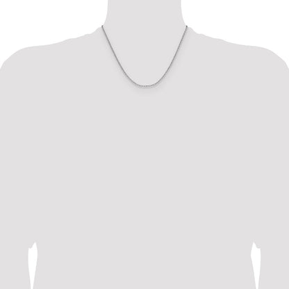 14K White Gold 2.2mm Semi-Solid Beveled Paperclip Chain Necklace