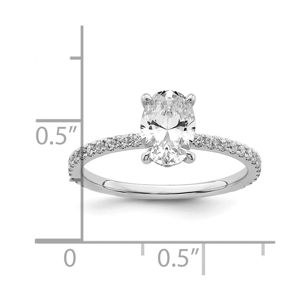 14K White Gold 1 1/3 carat Certified Lab Grown Diamond VS+ F+ Oval Complete Solitaire with Flair Engagement Ring