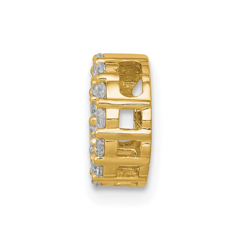 14K Yellow Gold Polished 1/4 carat Diamond Circle Chain Slide