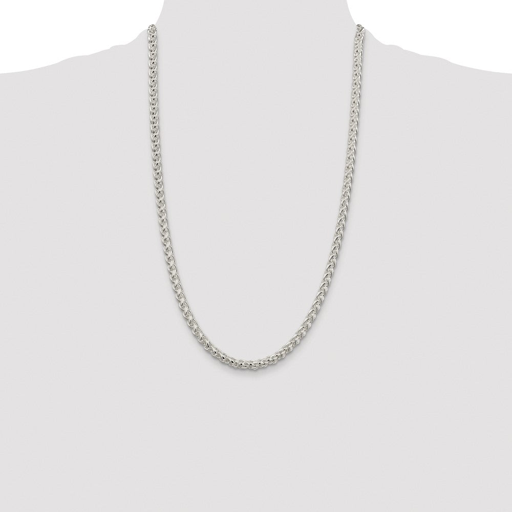 Sterling Silver Rhodium-plated 5mm Round Spiga 26 Inch Chain