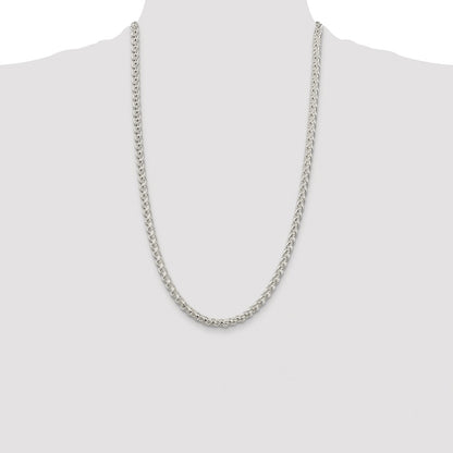 Sterling Silver Rhodium-plated 5mm Round Spiga 26 Inch Chain