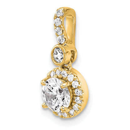 14K Yellow Gold 1 carat Lab Grown Diamond VS/SI+ G+ Round Complete Halo Pendant