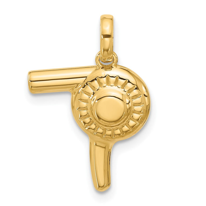 14K Yellow Gold Fancy Hairdryer Charm