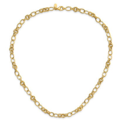 14K Yellow Gold Polished and Textured 6mm Fancy Link 18.5 Inch Necklace