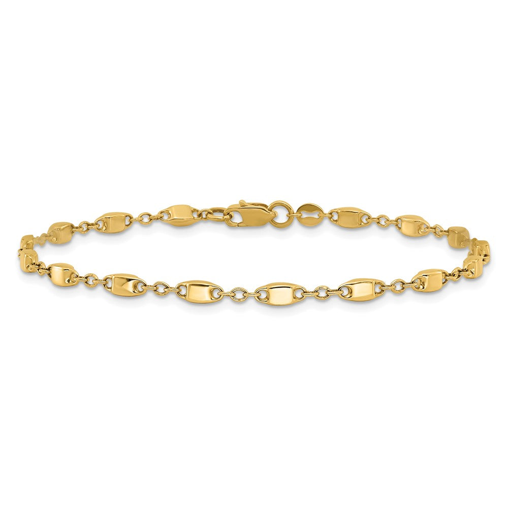 14K Yellow Gold Polished Fancy Square Link 7.5 Inch Bracelet